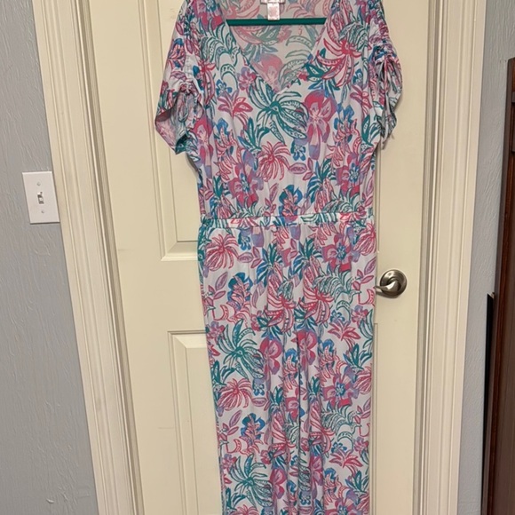 Stella Parker Collection Pants - Floral Jumpsuit in Pink and Green Stella Parker Collection Sz Large